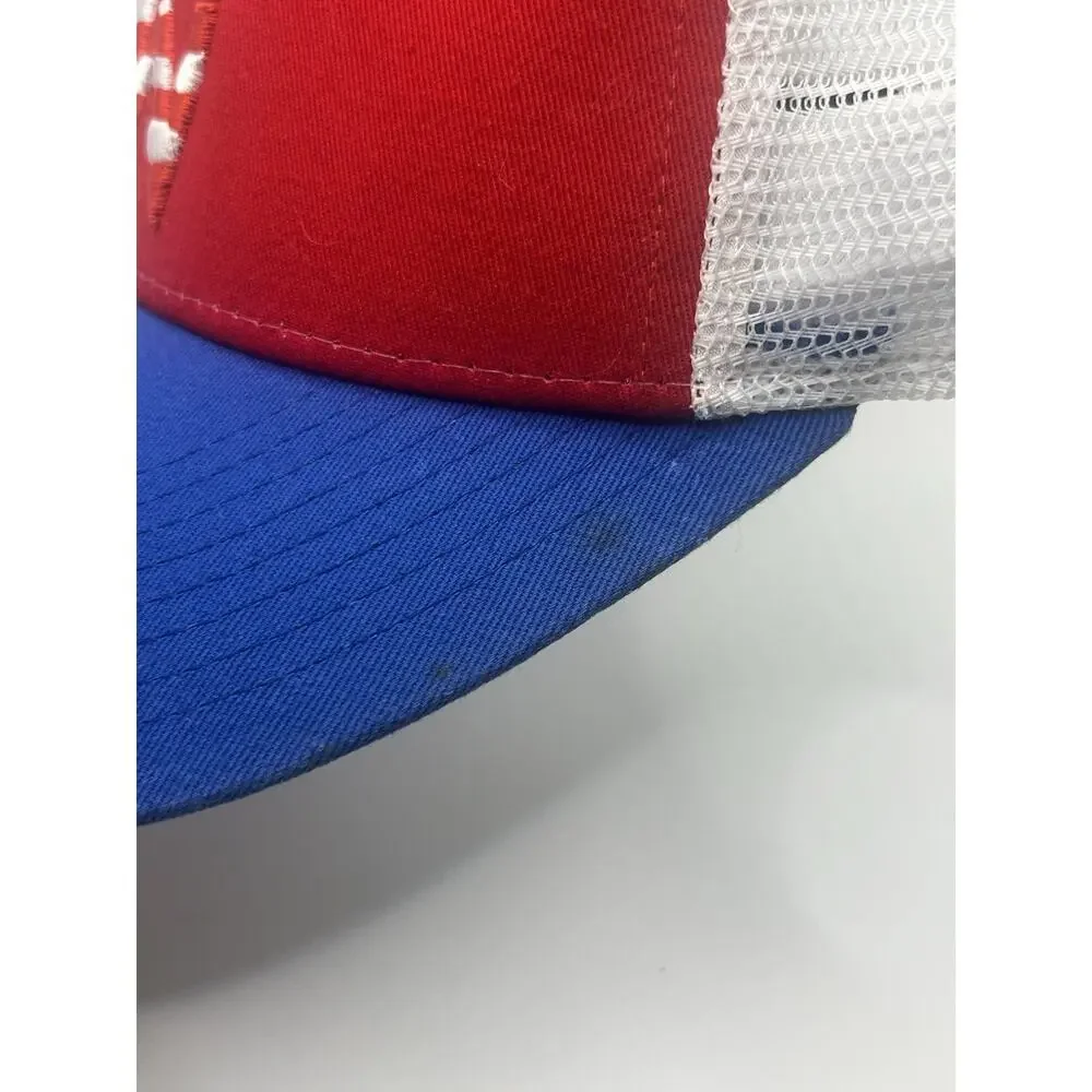 Red, White & Blue Trucker Hat with Star Stripe Logo